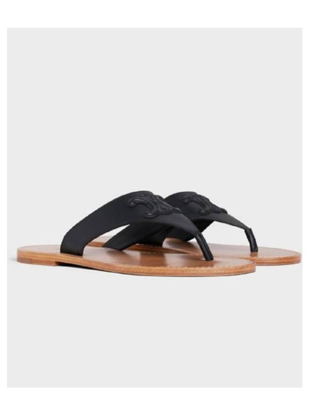 Triomphe Leather Flip Flops Black - CELINE - BALAAN 2