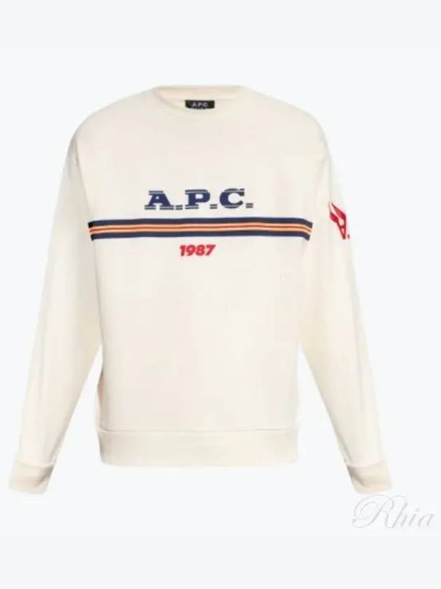 Logo Print Crew Neck Sweatshirt Ecru - A.P.C. - BALAAN 2