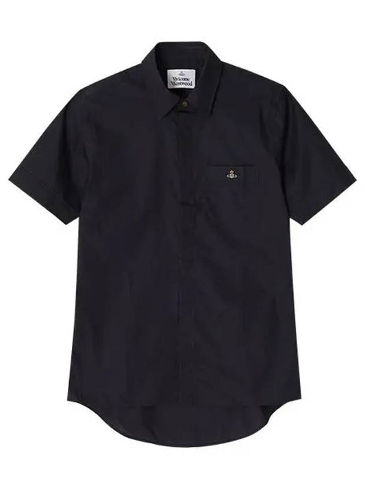 Men's Logo Classic Short Sleeve Shirt Black - VIVIENNE WESTWOOD - BALAAN.