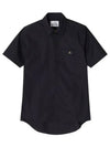 Men's Logo Classic Short Sleeve Shirt Black - VIVIENNE WESTWOOD - BALAAN 3