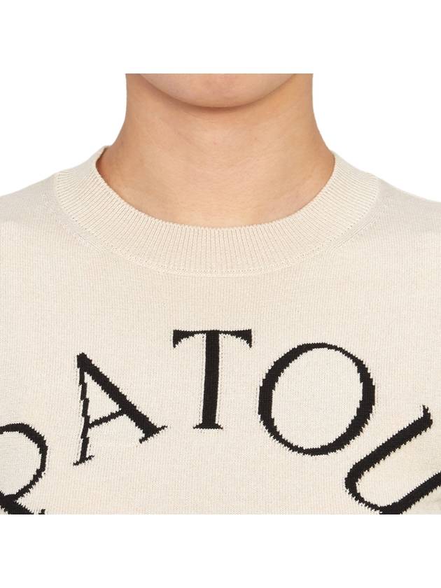 Logo Intarsia Short Sleeve Knit Top Beige - PATOU - BALAAN 8