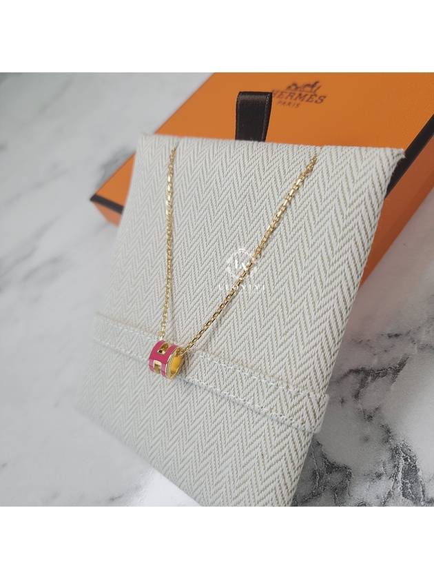 Mini Pop H Pendant Necklace Gold Rose Extreme - HERMES - BALAAN 3