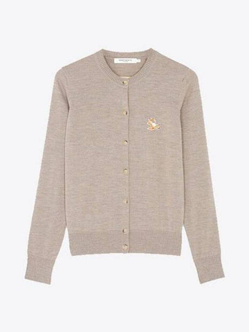 Chillax Fox Round Neck Cardigan Beige Women s - MAISON KITSUNE - BALAAN 1