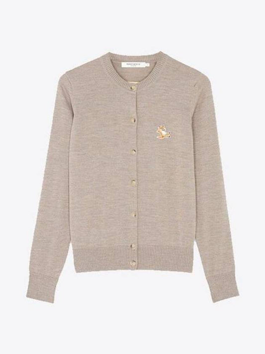 Chillax Fox Round Neck Cardigan Beige Women s - MAISON KITSUNE - BALAAN 1