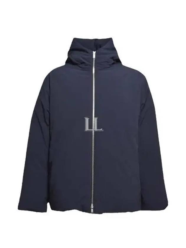 Zipper Hood Padded Down Jacket Navy - JIL SANDER - BALAAN 2