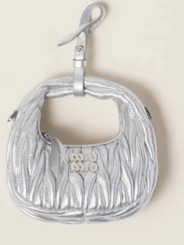 Wander Matelasse Micro Nappa Leather Hobo Mini Bag Silver - MIU MIU - BALAAN 5