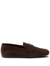 Triangle Logo Suede Loafers Dark Brown - PRADA - BALAAN 1