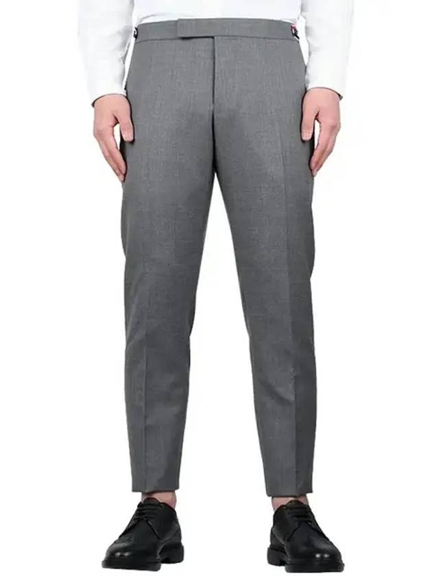 Low Rise Side Tab Wool Slacks Grey - THOM BROWNE - BALAAN 3