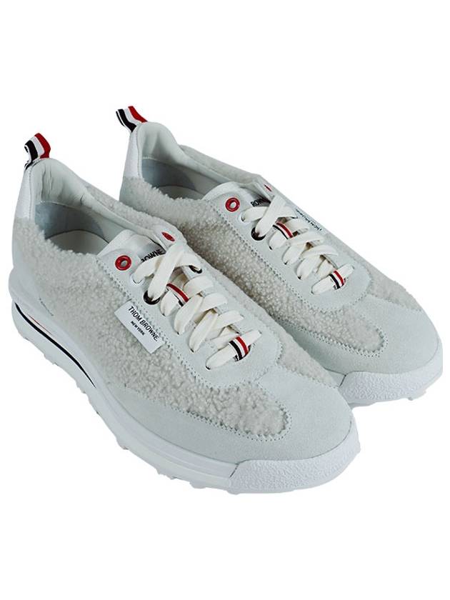 Shearling Tech Runner Low Top Sneakers White - THOM BROWNE - BALAAN 2