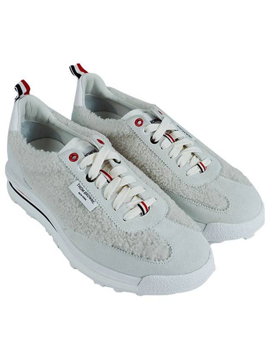 Shearling Tech Runner Low Top Sneakers White - THOM BROWNE - BALAAN 2