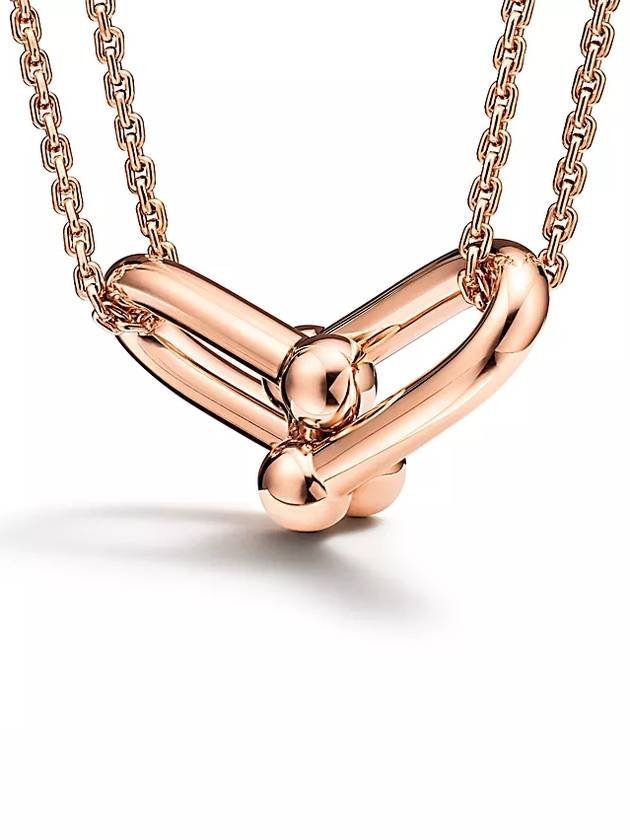 Large Double Link Pendant Necklace Rose Gold - TIFFANY & CO. - BALAAN 4