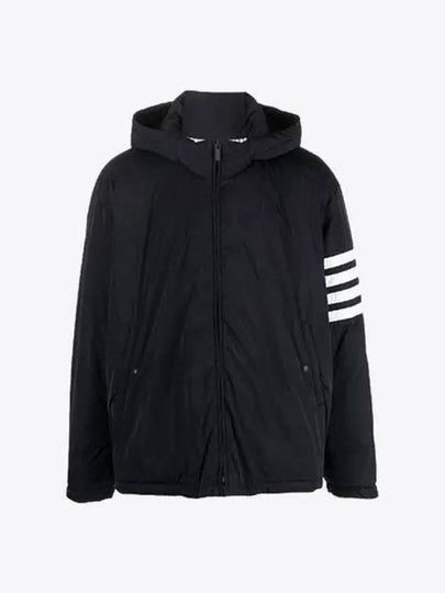 Poly Twill 4-bar Down Filled Hooded Jacket Navy - THOM BROWNE - BALAAN 2