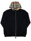 Check Hood Cotton Zip Up Hoodie Black Archive Beige - BURBERRY - BALAAN 2