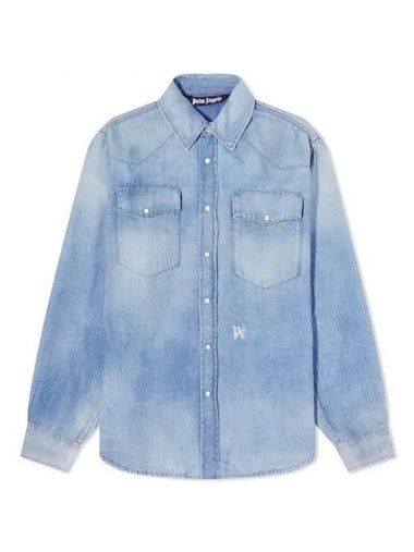 Denim Shirt Light Blue PMYD019E23DEN0014003 - PALM ANGELS - BALAAN 1