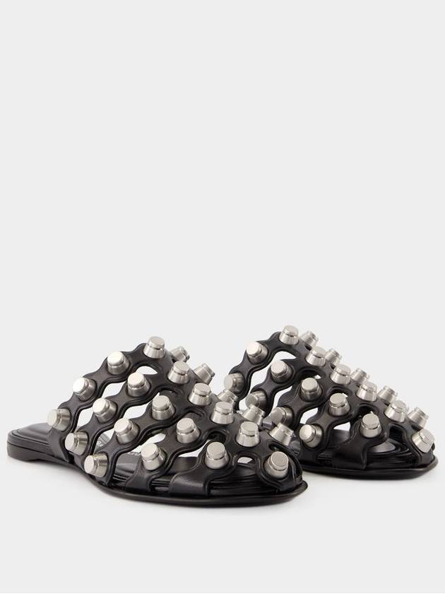 Rexa Cage Slide Flat Shoes - Alexander Wang - Leather - Black - ALEXANDER WANG - BALAAN 2