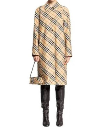 Check Reversible Long Gabadin Car Single Coat Beige - BURBERRY - BALAAN 2