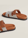 Chypre Canvas Calfskin Sandals Pronoir Natural - HERMES - BALAAN 4