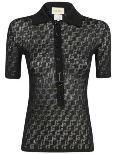 GG Cotton Silk Blend Polo Shirt Black - GUCCI - BALAAN 2