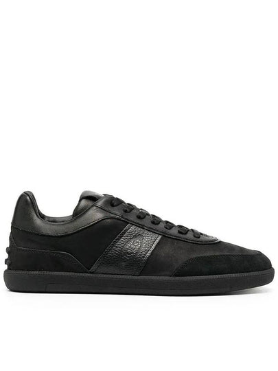 Suede Logo Panel Low-Top Sneakers Black - TOD'S - BALAAN 2