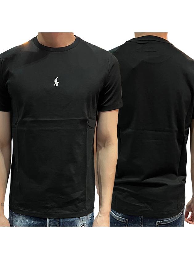 Polo Ralph Lauren Central Pony Logo Short Sleeve TShirt Polo Black 710839046 001 - POLO RALPH LAUREN - BALAAN 1