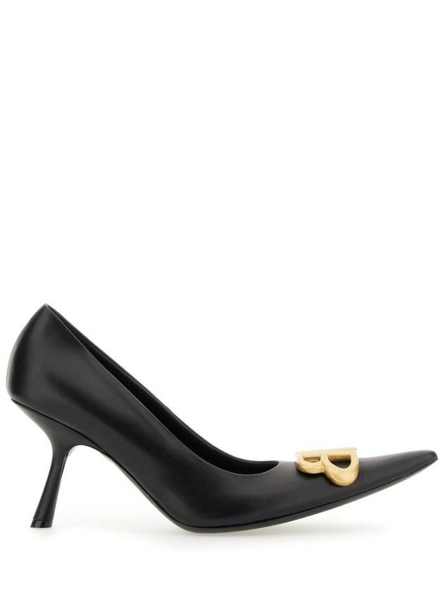 Women's Logo Plaque Pointed toe Heels BLACK - BALENCIAGA - BALAAN 2