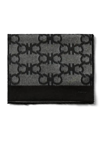 Gancini Scarf Anthracite - SALVATORE FERRAGAMO - BALAAN 1