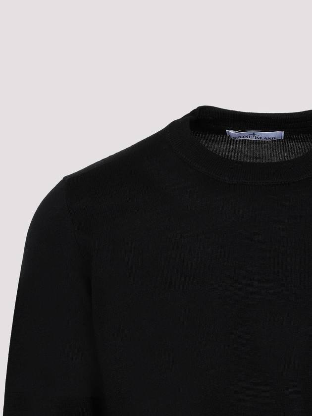 Regular Fit Crew Neck Wool Knit Top Navy - STONE ISLAND - BALAAN 5