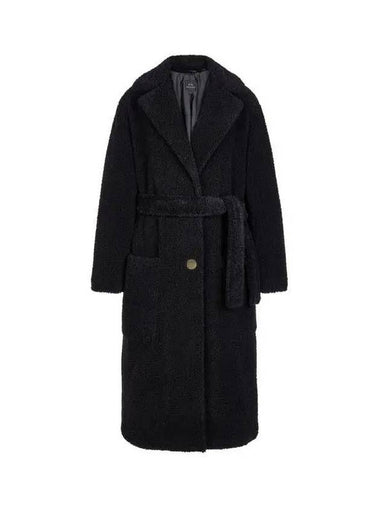 Women s Belted Fleece Single Coat Black 270991 - ARMANI EXCHANGE - BALAAN 1