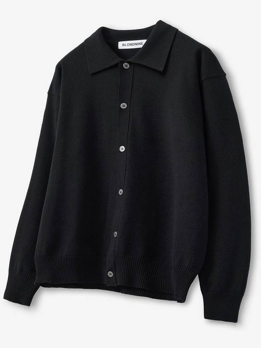 Soft texture collar knit cardigan_black - BLONDNINE - BALAAN 1