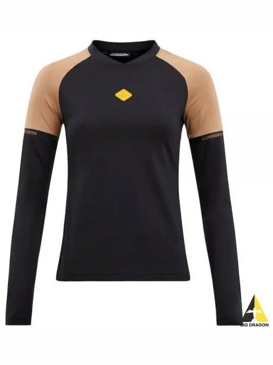 Women's Sienna Slim Fit Golf Long Sleeve T-Shirt Black - J.LINDEBERG - BALAAN 2