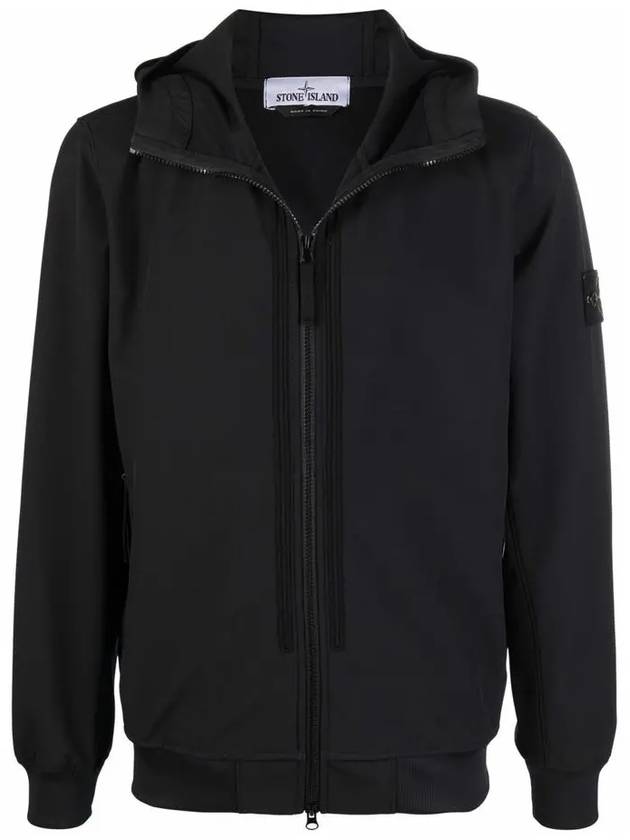 Wappen Patch Soft Shell Hooded Jacket Black - STONE ISLAND - BALAAN 2