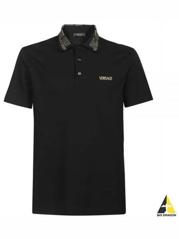 Embroidered logo polo short sleeve t shirt black 1006038 1A041321 - VERSACE - BALAAN 1