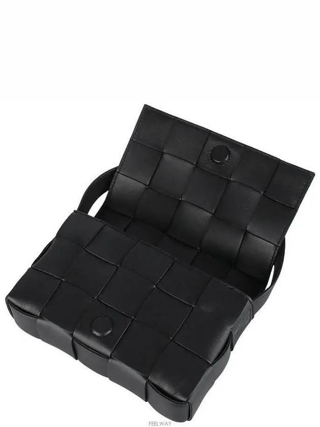 Small Lambskin Leather Cassette Crossbag Black - BOTTEGA VENETA - BALAAN 6