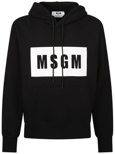 Box Logo Print Cotton Hoodie Black - MSGM - BALAAN 2