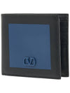 V Logo Signature Half Wallet Black Blue - VALENTINO - BALAAN 2