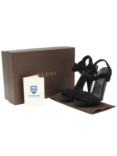 Black Suede Liberty Slingback Sandals Women Shoes 37 5 - GUCCI - BALAAN 2