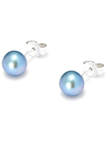 Freshwater Blue Pearl Stud Earrings In Sterling Silver Woman - HATTON LABS - BALAAN 1