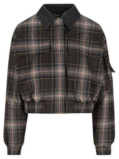 Tartan Wool Bomber Jacket Brown - FENDI - BALAAN 1