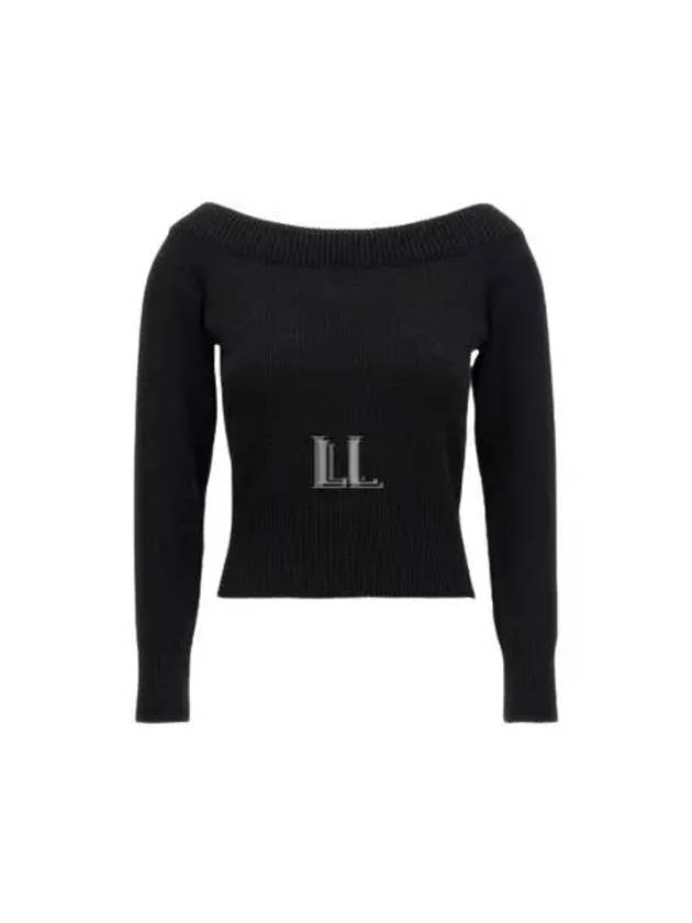 Off Shoulder Knit Top Black - ALEXANDER MCQUEEN - BALAAN 2