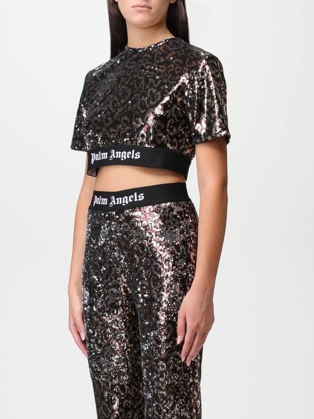 T-shirt Palm Angels cropped in paillettes - PALM ANGELS - BALAAN 4