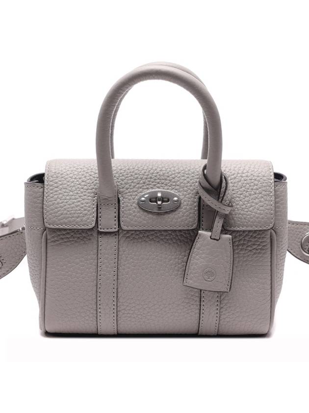 Bayswater Mini Heavy Grain Shoulder Bag Pale Grey - MULBERRY - BALAAN 3