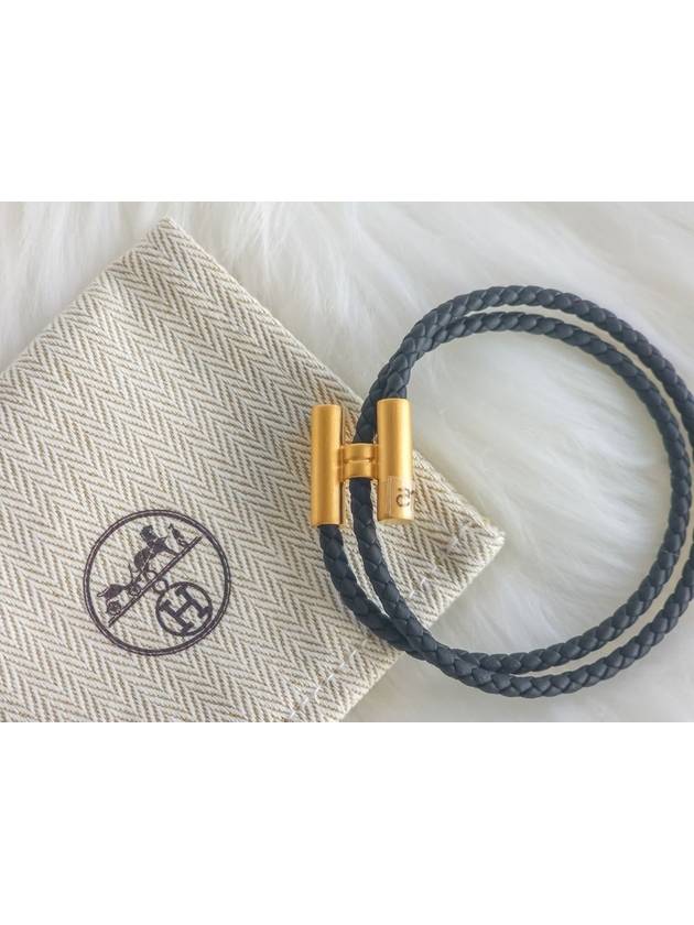 Tunis Tresse Gold Bracelet Noir - HERMES - BALAAN 3