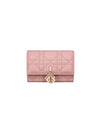 XS Lady Cannage Lambskin Half Wallet Antique Pink - DIOR - BALAAN 1