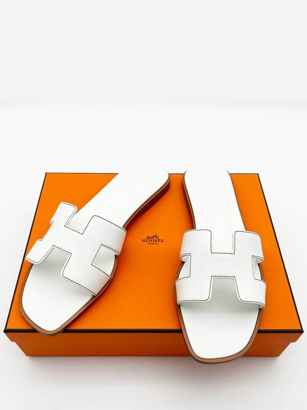 Oran Calfskin Slippers Blanc - HERMES - BALAAN 2