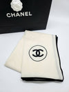 CC Logo Cashmere Silk Ivory Stole White Jenny Muffler A52032 - CHANEL - BALAAN 1