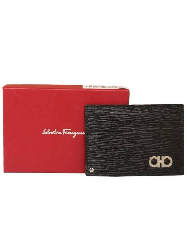 Double Gancini Leather Card Wallet Black - SALVATORE FERRAGAMO - BALAAN 6