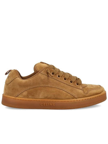 Men s Suede Calfskin Mesh Huntington Low Top Sneakers Tan - CELINE - BALAAN 1