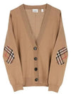 Dornoch Check Patch Wool Cardigan Brown - BURBERRY - BALAAN 2