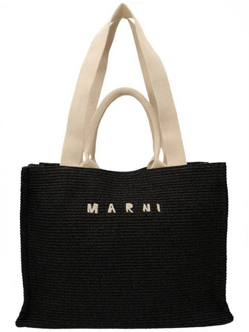 Raffia East West Tote Bag Black - MARNI - BALAAN 1