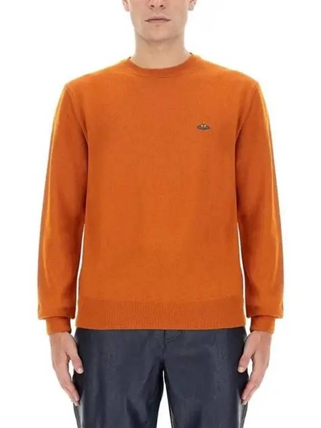 Embroided Logo Merino Wool Knit Top Orange - VIVIENNE WESTWOOD - BALAAN 4